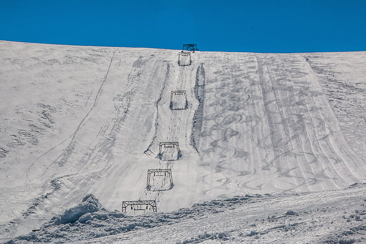 pista d'esquí, pendent, buit, esquí, neu, l'hivern, muntanya