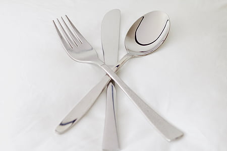 spoon, fork, knife, cutlery, metal, gloss