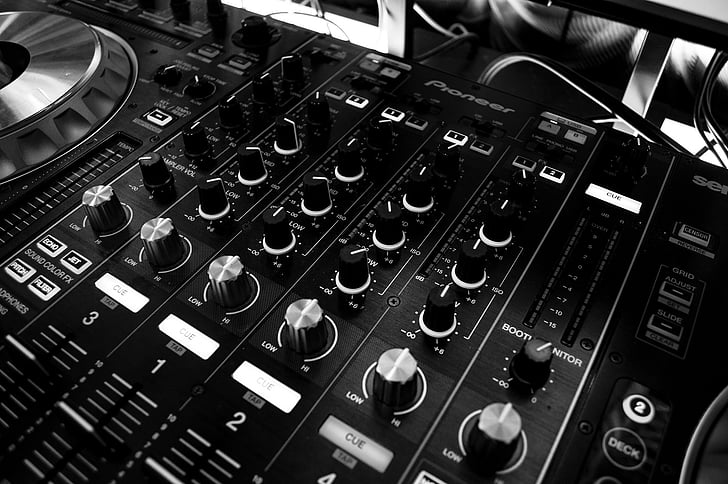 table, music, power, sound, audio, mixing panel, dj