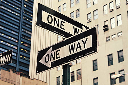 dua, salah satu, cara, jalan, Signage, Siang hari, tanda lalu lintas