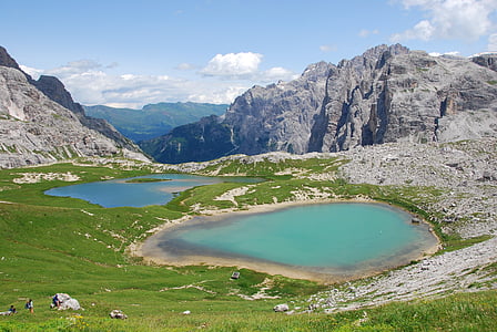Alpska jezera, gorskih, nebo, vode, Trentino, krajine, gore