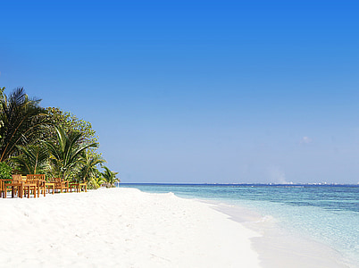 Maldives, mar, céu, nuvem, lua de mel, praia, areia