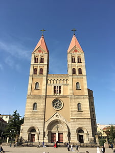 church, qingdao, zhejiang road, architecture, cathedral, tower, religion