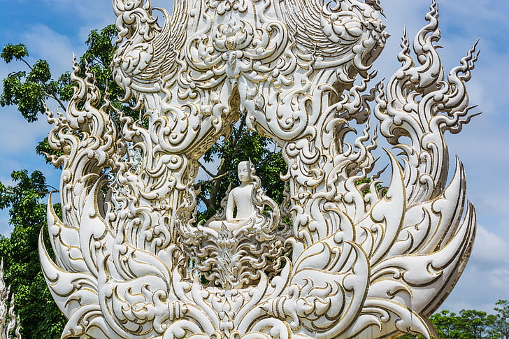 vitt tempel, Chiang rai, Thailand, Asia