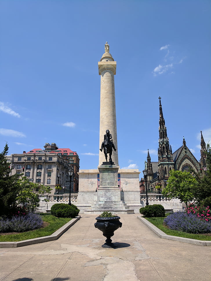 monumento de Washington, Marquês de lafayette, Lafayette, bronze, Marco, azul, Monumento