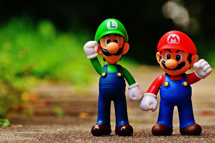 Mario, Luigi, figuras, gracioso, colorido, lindo, niños