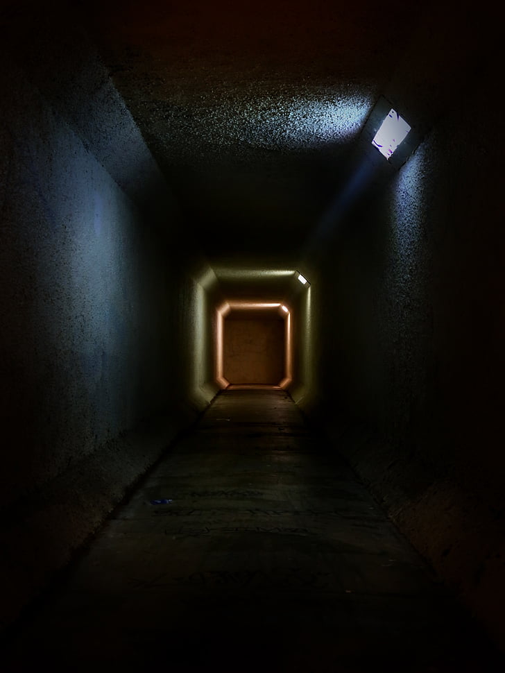 tunnel, spooky, mysterious, mystic, dark, underground, light