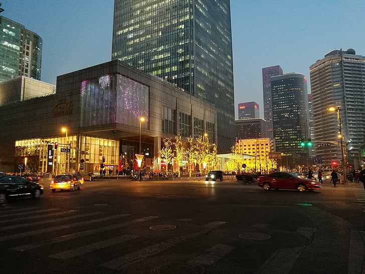 베이징, 밤, 거리 사진