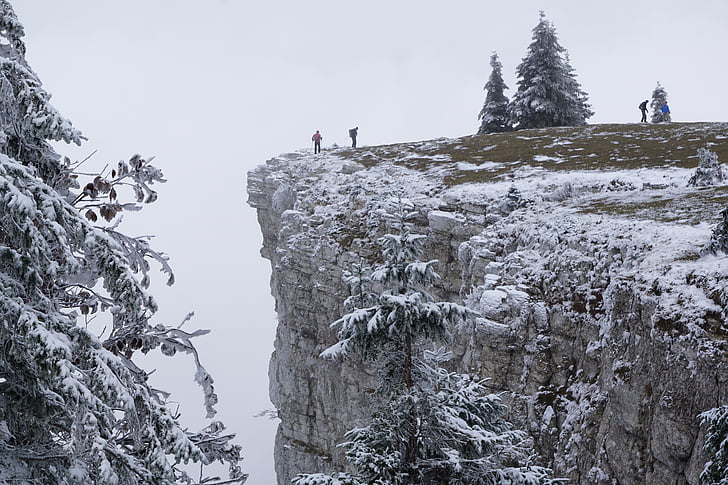 Creux du van, Švajčiarsko, Noiraigue, Švajčiarska jura, kamenná stena, Nástenné, hory
