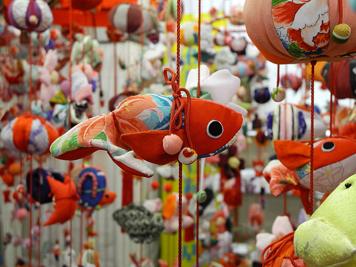docka, Hina, tsuribina, Japanska, leksak, displayen, fisk
