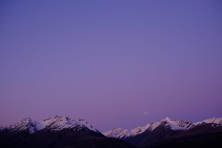 Фото, Сніжне, гори, фіолетовий, небо, піки, сніг