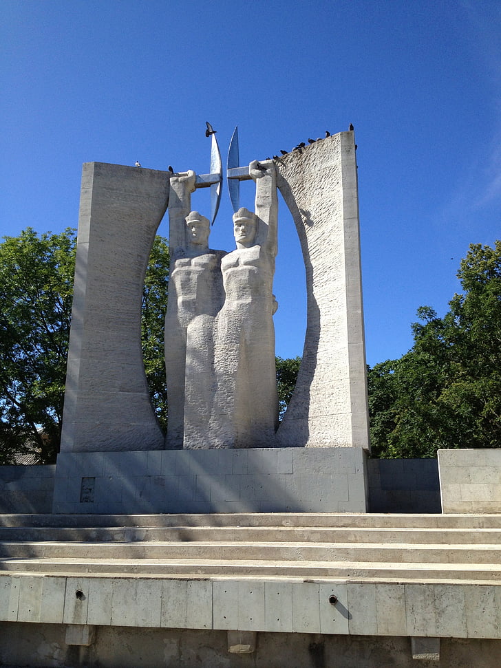 estàtua, Monument, l'estiu, cel, assolellat, Estònia, cel blau