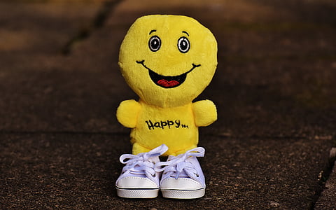 Smiley, tertawa, sepatu kets, Lucu, emoticon, emosi, kuning