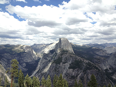 Yosemite, Vall, meitat de la cúpula, muntanyes, cel, Califòrnia, núvols