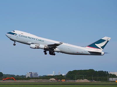 Boeing 747-es, Cathay pacific, Jumbo jet, repülőgép, indulj, repülőgép, repülőtér