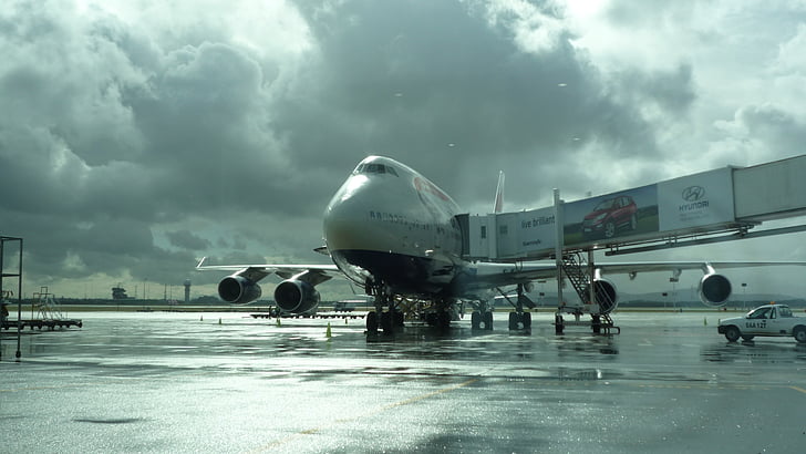 airplane, wet, holiday, light, clouds, blue, airport