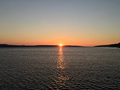 sjøen, solnedgang, Kroatia