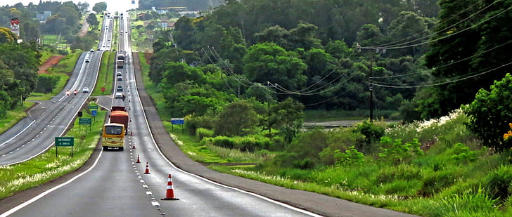 veien, br-277, Paraná, Bilutleie, bane, ri, grønn