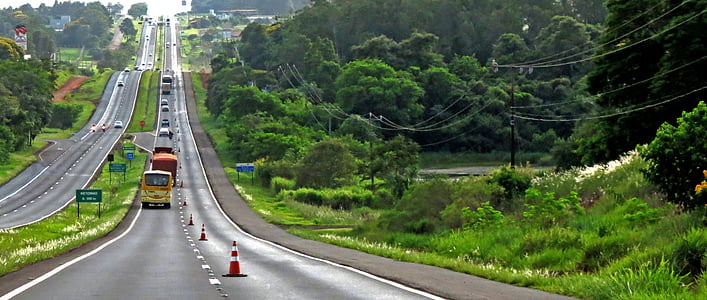 Road, br-277, Paraná, Hyr en bil, sökväg, rida, grön