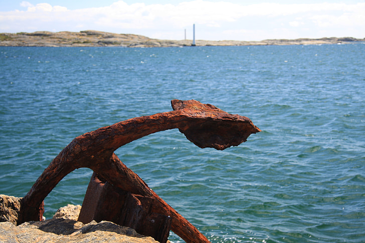 anchor, sea, pinwheel, water, blue, coast, port