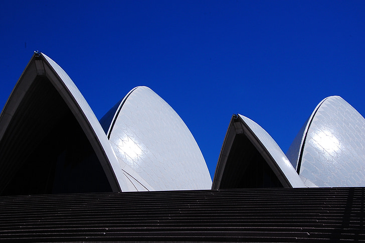 Australië, Sydney, Opera, dak, Hemelsblauw, wit, blauw