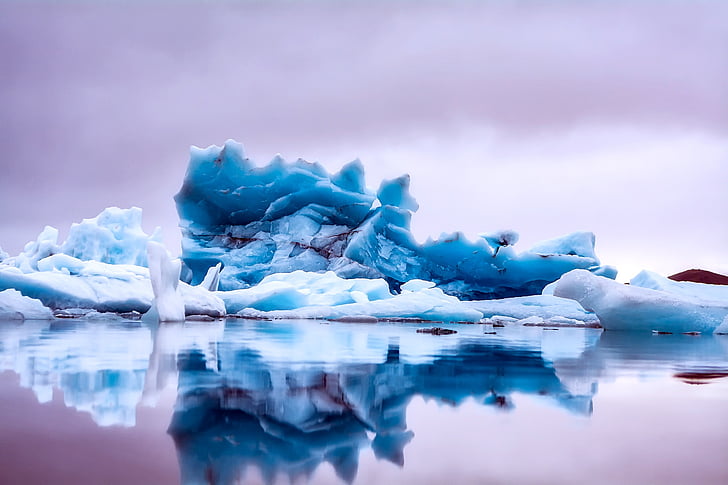 Islandia, hielo, iceberg, mar, Océano, agua, reflexiones