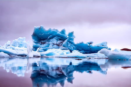 Islândia, gelo, iceberg, mar, oceano, água, reflexões