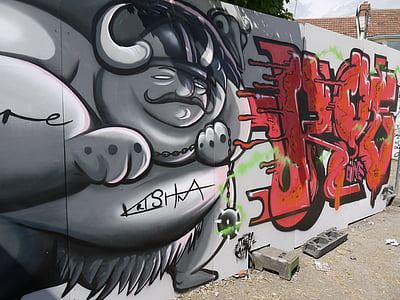arte de rua, grafitti, pano de fundo, colorido, Cor, artístico, Fresco