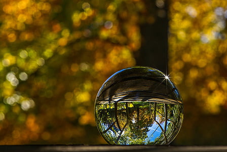 kristálygömb, üveg, üveg ball, labda, körülbelül, átlátszó, kristály