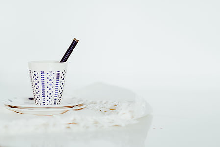 white, blue, ceramic, table, studio shot, food and drink, white background