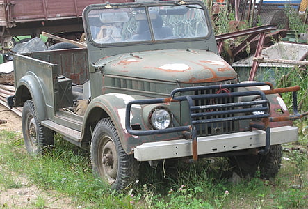 Jeep, gamle, bil, russisk, UAZ, militære, vintage