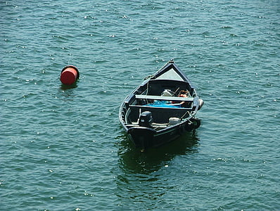 boat, water, lonely, buoy, porto, portugal, europe
