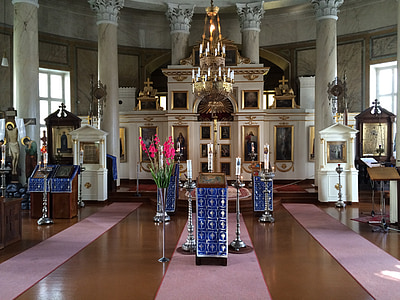orthodoxe, Église, Sainte, placer, icônes, à l’intérieur, architecture