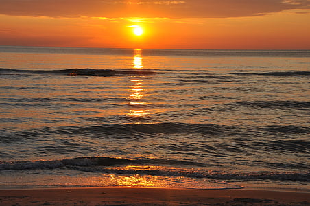 Sunset, havet, kysten, Østersøen