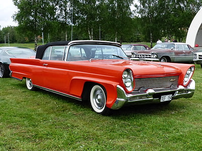 car show, sweden, red, car, american, tree, sky