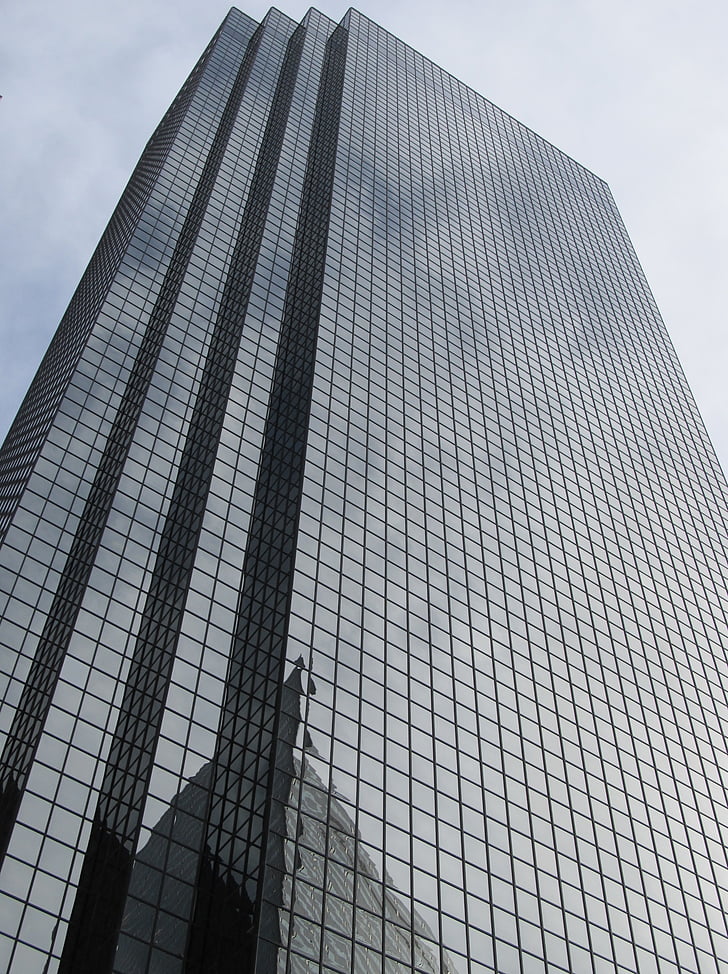 architecture, building, glass, high-rise, low angle shot, perspective, skyscraper