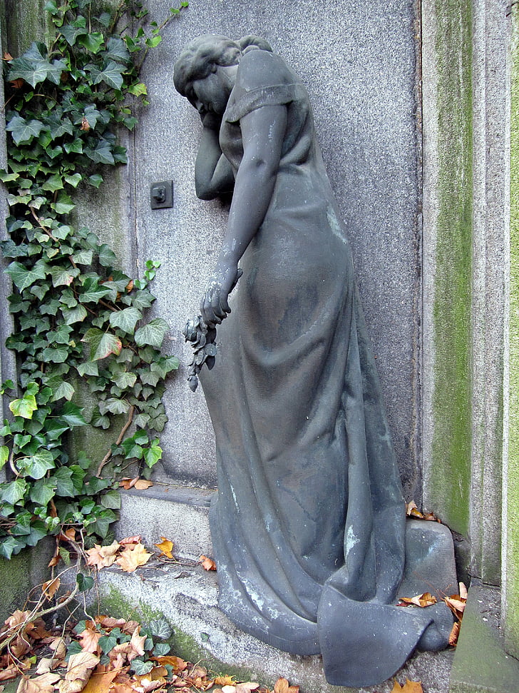 tumba, mulher, cinzeladura de pedra, luto, humor, transitoriedade, Figura de pedra