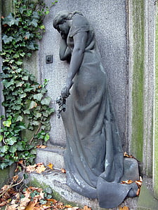 гробница, жена, рок дърворезба, траур, настроение, преходността, каменна фигура