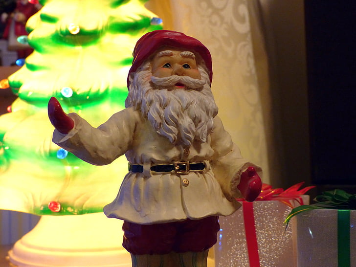 Santa claus, farver, juletræ, julegaver, figur, skæg
