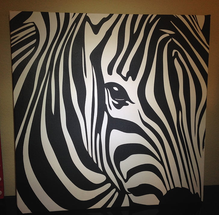 animal, Zebra, lona, pintura, natureza, selvagem, vida selvagem