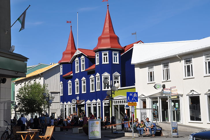 Islândia, Akureyri, casas, cidade, edifício