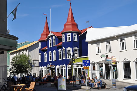 Islandia, Akureyri, rumah, Kota, bangunan