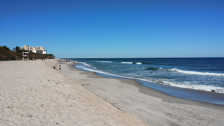 Florida, pláž, Jupiter beach, vlny, písek, mušle, cestování