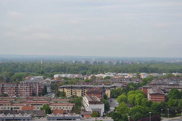 cidade, Zagreb, Panorama, Jarun, paisagens, edifícios, Parque