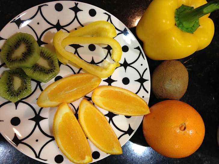 vitamin c, frukt grønnsaker, plate, mat, frukt, friskhet, dessert