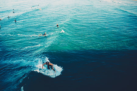 personas, cuerpo, agua, durante el día, de surf, persona que practica surf, ondas