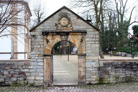 entrada, edad media, arco, piedra, arco de piedra