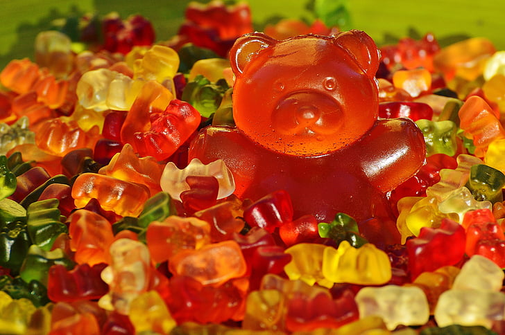 гигантски каучук мечка, gummibär, gummibärchen, плодове венците, мечка, вкусни, цвят