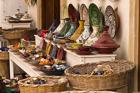 Tajine, tembikar, warna-warni, Maroko