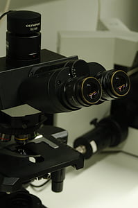 mikroskopet, laboratoriet, forskning, vitenskap, utstyr, linse - optiske instrumenter